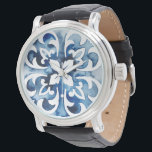 Koboltavdelning II Armbandsur<br><div class="desc">Kobolttile II av Grace Popp. Blått plattliknande mönster med blommigt.</div>