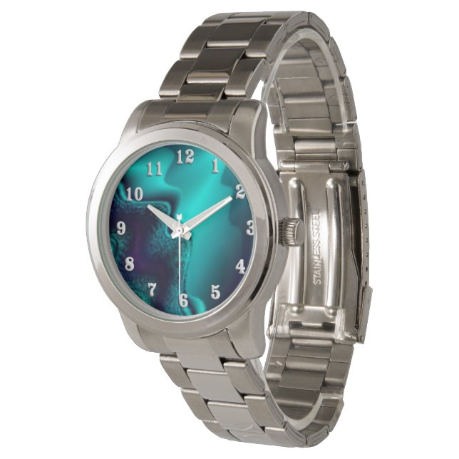 Koboltblå Agat Armbandsur (Vinklad)