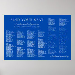 Koboltblå Bröllops Alfabetisk Sittplatsschema Poster