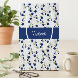 Koboltblå Grön Vildblomma Akvarell Monogram