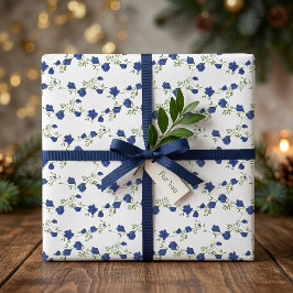 Koboltblå Grön Vildblomma Akvarell Presentpapper