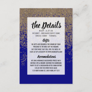 Koboltblå Guld Glitter Ombre Gradient Tilläggskort