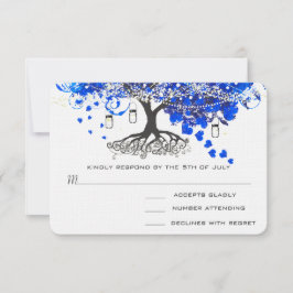 Koboltblå hjärtbladsträd bröllopsinbjudningar OSA kort