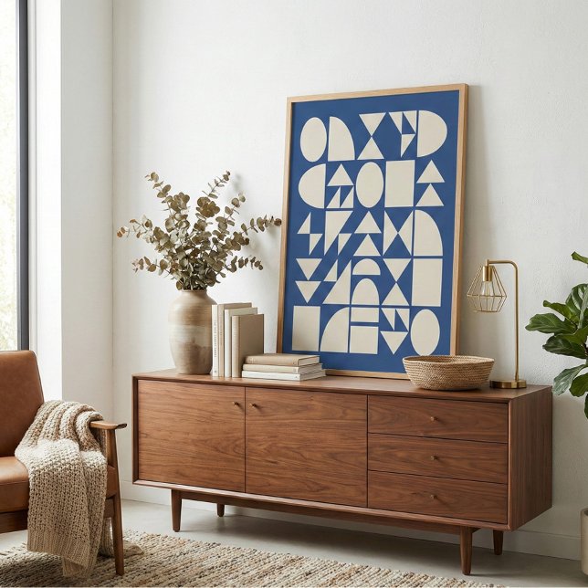 Koboltblå Modern Geometrisk Formkonst Poster (Skapare uppladdad)