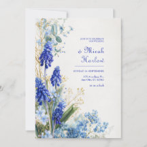 Koboltblå Muscari Akvarell Botanisk Kant