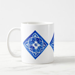 Koboltblå och vit Medelhavsbricka Kaffemugg