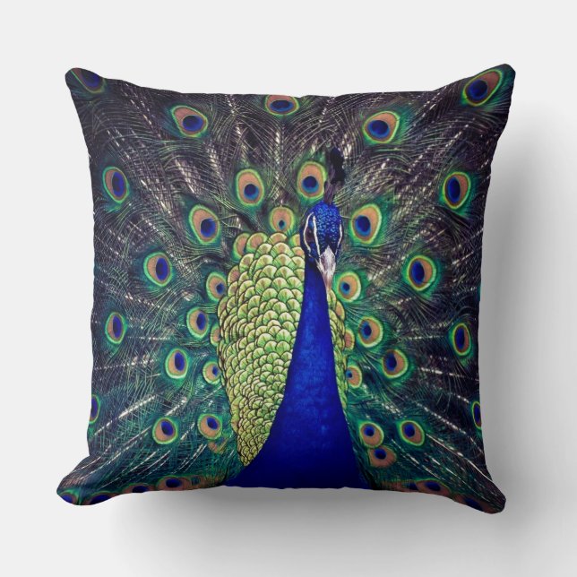 Koboltblå påfågel kudde (Framsida)