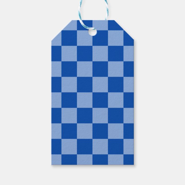 Koboltblå Rutig Presentetikett (Framsidan)