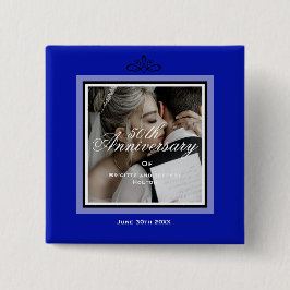 Koboltblått 50:e årsdagen för par i bröllop knapp