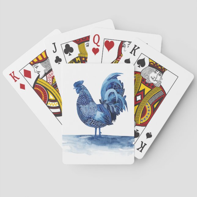 Koboltblått Boskap - Tupp Casinokort (Baksidan)