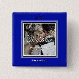 Koboltblått bröllop par anpassade knapp