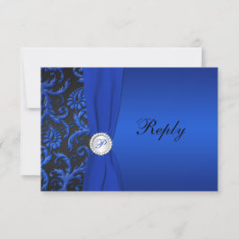 Koboltblått och svart Damask RSVP-kort OSA Kort