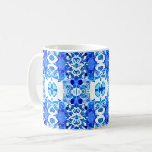 Koboltblått och vitt batikplatta Mönster Kaffemugg