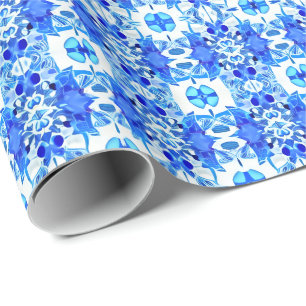 Koboltblått och vitt batikplatta Mönster Presentpapper