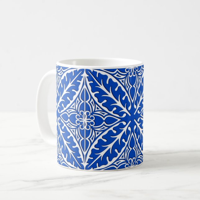 Koboltblått och vitt marockanska plattor kaffemugg (Framsida vänster)