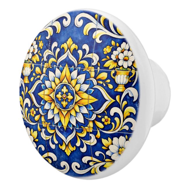 Koboltvas Azulejo Keramikhåndtag Knopp (Höger)