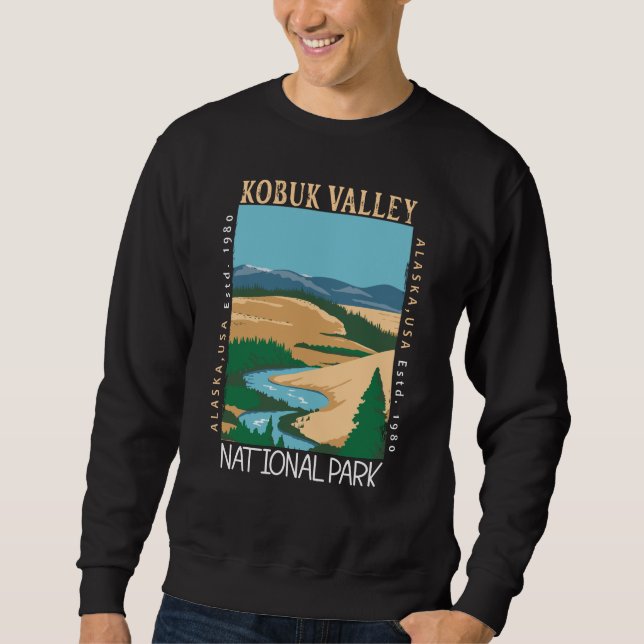 Kobuk Valley nationalpark Alaska Retro Distress Lång Ärmad Tröja (Framsida)