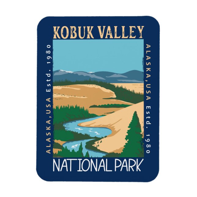 Kobuk Valley nationalpark Alaska Retro Distress Magnet (Vertikal)