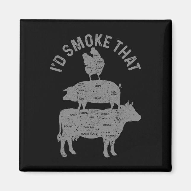 Köche Butcher Bbq Jag Skulle Röka Den Fläsk Nötköt Magnet (Framsidan)
