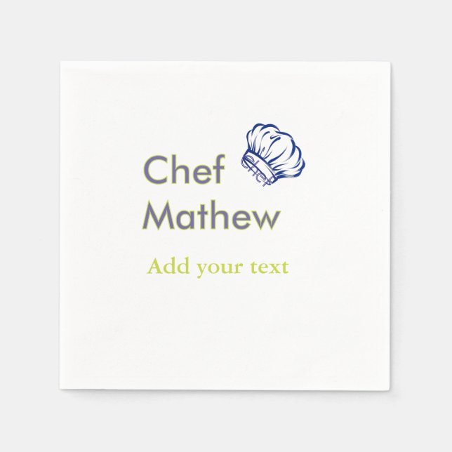 Kochef kok add namn text män kök bageri  pappersservett (Framsidan)