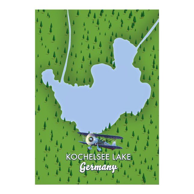Kochelsee sjö, Tyskland karta  Fototryck (Framsidan)
