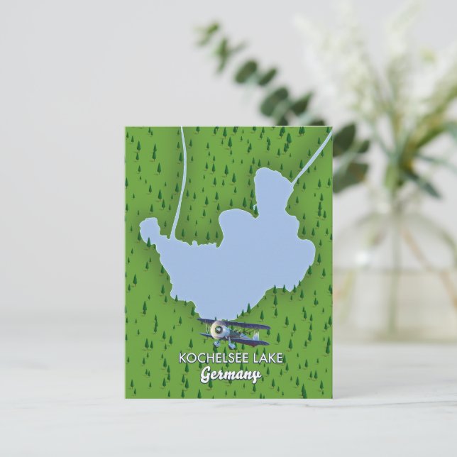 Kochelsee sjö, Tysklanda karta Vykort (Stående Fram)