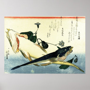 Kochi - Hiroshiges färgstarka japanska fiskutskrif Poster