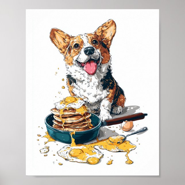 Kock Corgi � Rolig Matlagande Hund Poster (Framsidan)