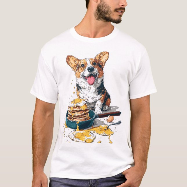 Kock Corgi � Rolig Matlagande Hund T Shirt (Framsida)