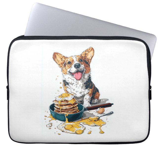 Kock Corgi � Rollig Matlagande Hund Laptop Fodral (Framsidan)