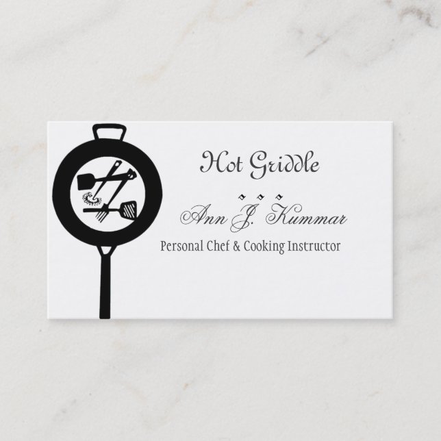 Kock för catering för gjutjärnkock kulinarisk visitkort (Framsida)