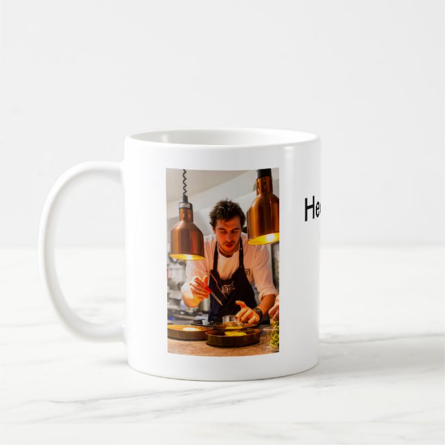 Kock kock add namn text män kök bageri  kaffemugg (Vänster)