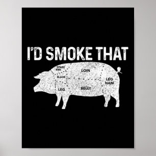 Kock Slaktare Bbq Jag Skulle Röka Den Grisen Fläsk Poster