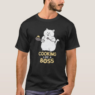 Kockande katt lagar mat som en boss t shirt