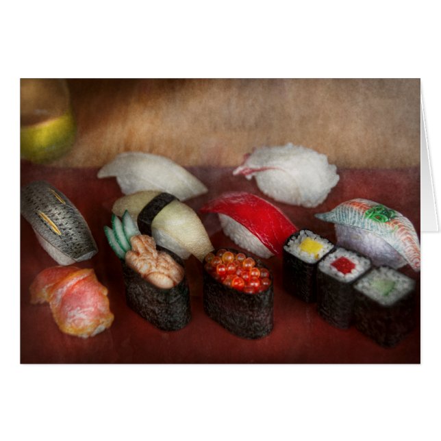 Kocken - mat - Oh, hade jag sushi varar natt Hälsningskort (Framsidan Horizontal)