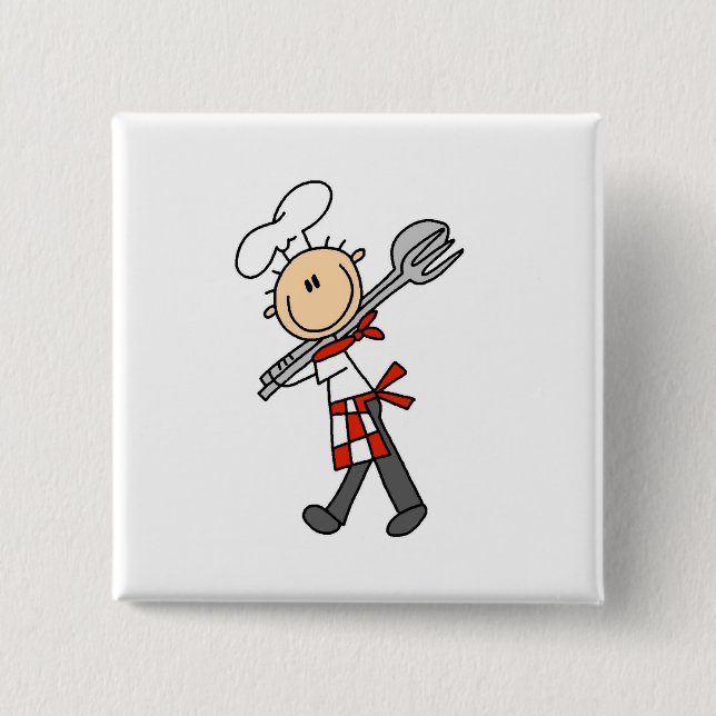 Kocken med salladtång knäppas knapp (Framsida)