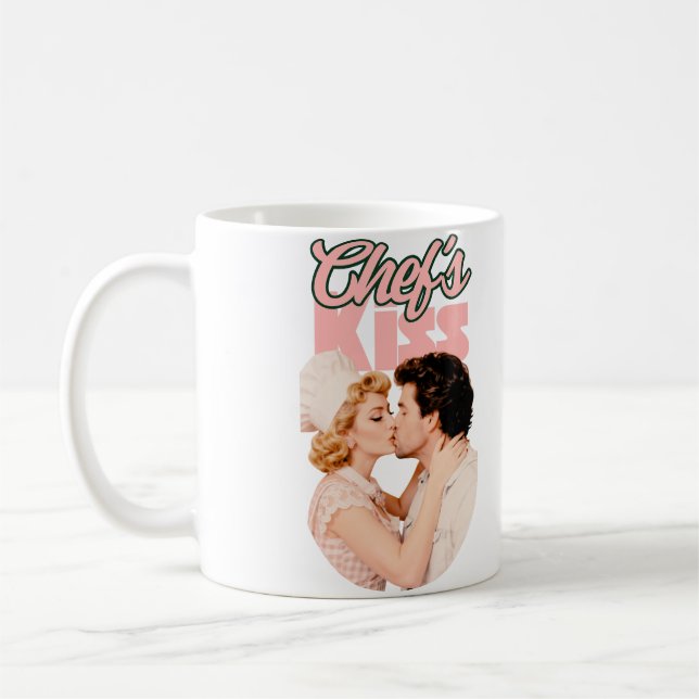Kockens puss Retro-illustration | Kvinnlig hemmafr Kaffemugg (Vänster)