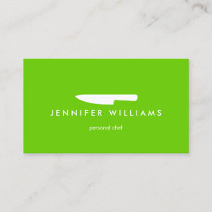 Kockknivar på grönt för att sköta om, restaurang visitkort