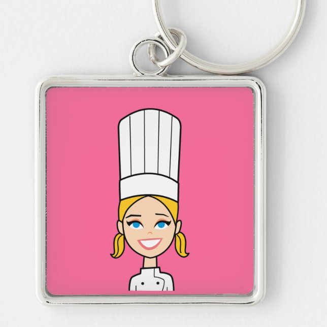 Kockkonst stora Keychain Fyrkantig Silverfärgad Nyckelring (Framsidan)
