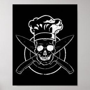 Kockskjorta Dödskalle Kockhatt Matlagning Bbq Gril Poster