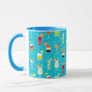 Kocksvans Mönster på Teal Background Mugg