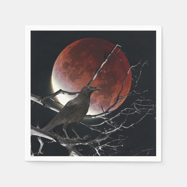 Kocksvanskockor, korpen i rött och svart pappersservett (Framsidan)