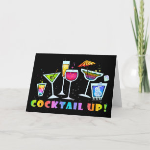 KOCKTAIL UPP GLAS HÄLSNING eller NOTKORT Kort