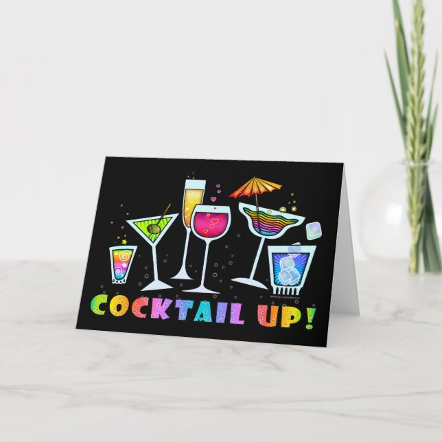 KOCKTAIL UPP GLAS HÄLSNING eller NOTKORT Kort (Framsida)