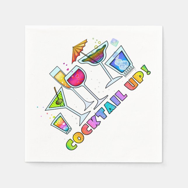 KOCKTAIL UPP PAPPRA NAPKINER PAPPERSSERVETT (Framsidan)