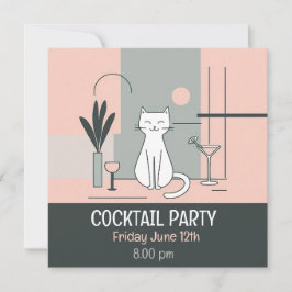 Kocktailfestkatten retro stil katt enkel inbjudningar