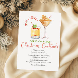 Kocktails jul Party Gingertea Watercolor Inbjudningar