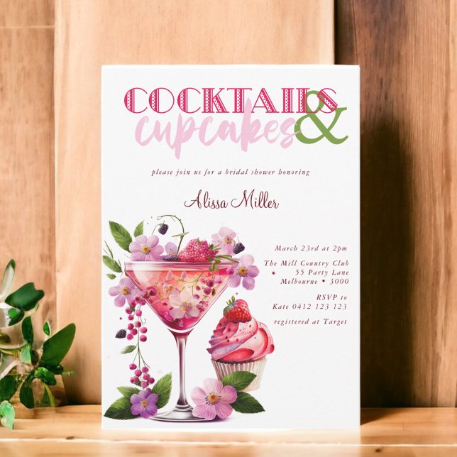 Kocktails & Muffinss Modern Möhippa Inbjudningar (Skapare uppladdad)