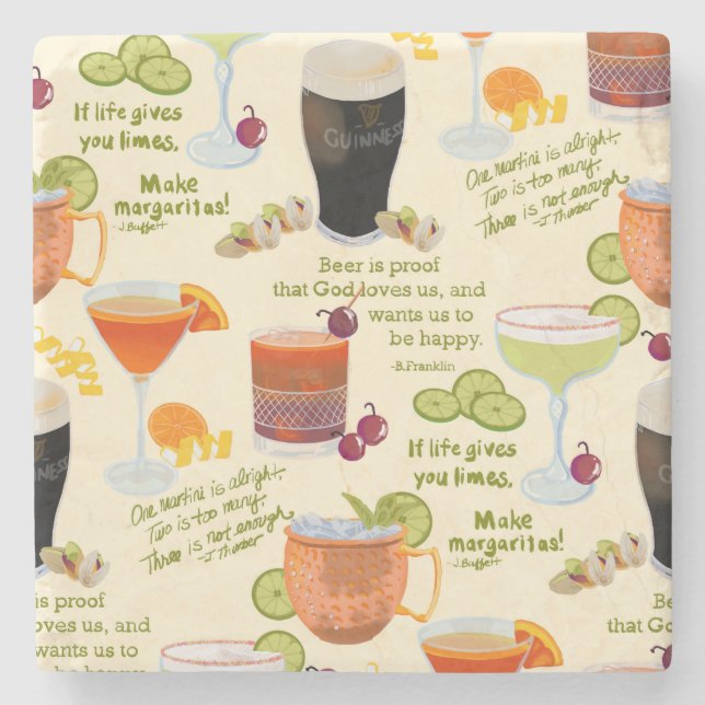 Kocktails och konversation stenunderlägg (Framsidan)