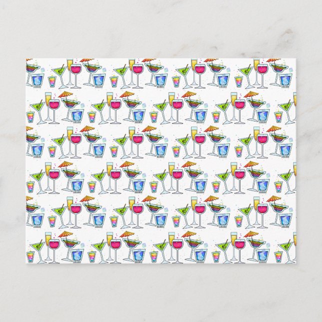 KOCKTAILS UPP! GLASSES POSTCARD VYKORT (Framsida)